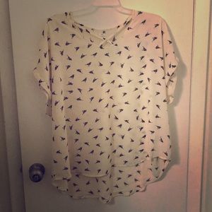 Pretty Cream & Black Bird Top